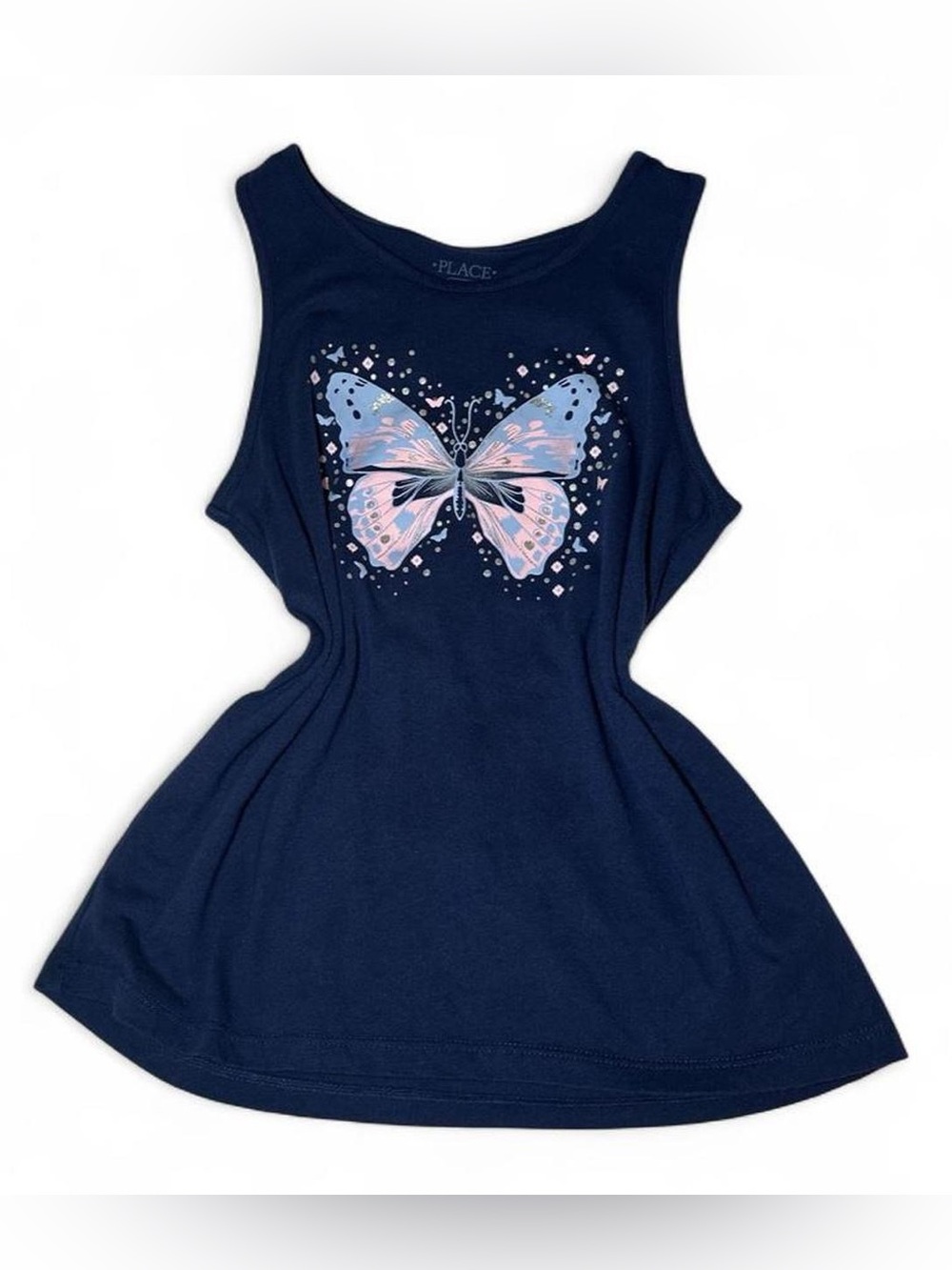 Y2K The Children’s Place Navy Blue Baby Tee Tank Pink Butterfly Coquette Fairy